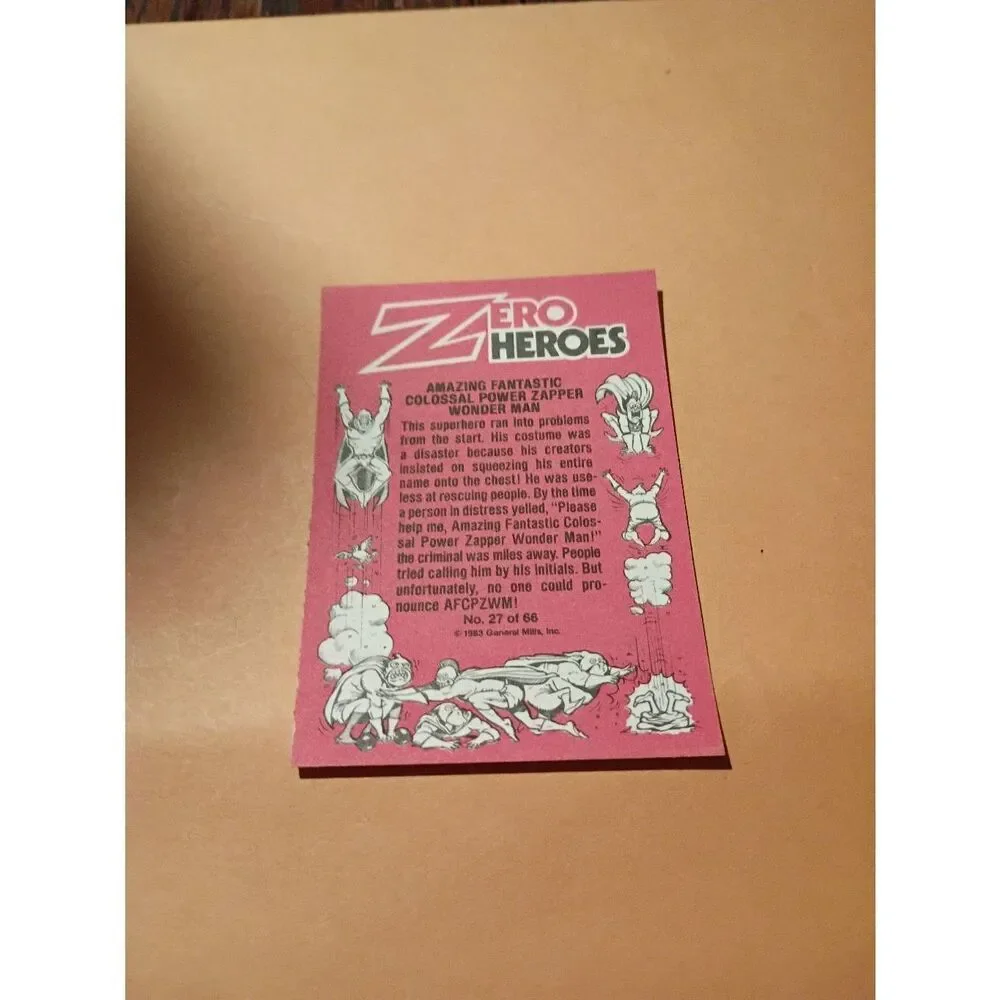 1983 General Mills Zero Heroes Trading Card Sticker Card Vintage #27 Wonderman